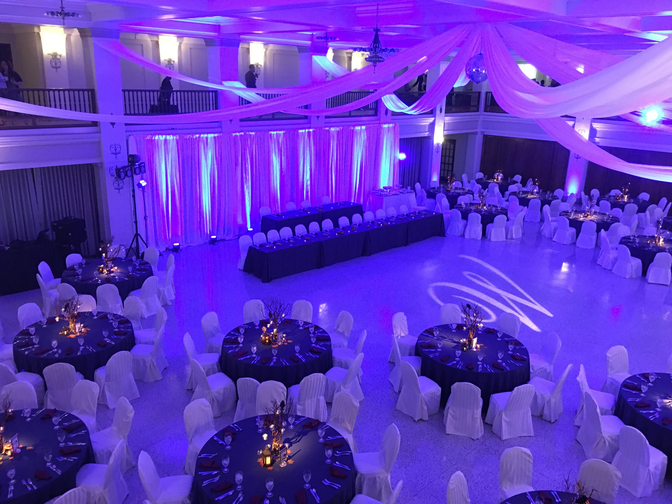 Full room uplighting custom wedding DJ package Party Pleasers Columbus Ohio
