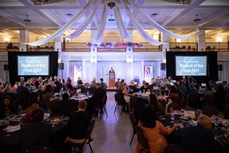 Party Pleasers AV equipment and staging setup for a product launch in Columbus, Ohio
